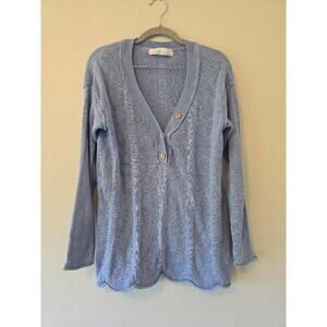 FP Beach Blue Oversized Knit Tunic Sweater Women’s Medium Boho Coastal